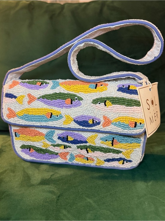 Sol And Mer Handbags - 🐠 NWT Sol and Mer Beaded White With Colourful Fish Shoulder Bag